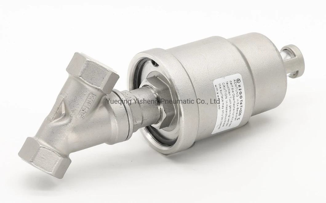 DN15 AVS200 Series Stainless Steel Pneumatic Angle Seat Valve Double Acting on off Oxygen Generator