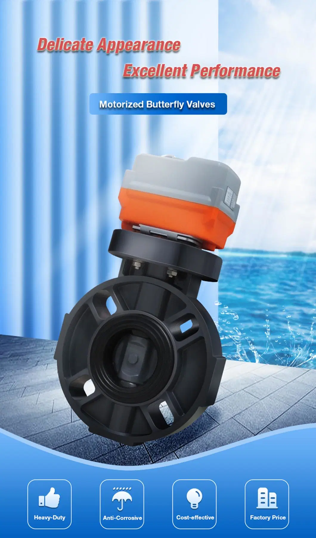 FPM on- off Electric Motor Operated UPVC Butterfly Valve